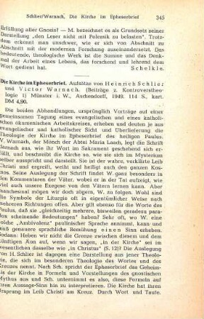 345-346 [Rezension] Die Kirche im Epheserbrief