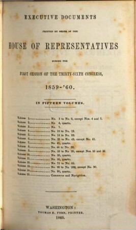 House documents. [126,8.] 1859/60 (1860) = Congress 36, Sess. 1
