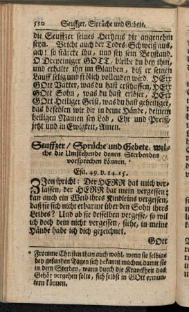Seuffzer, Sprüche und Gebete, welche die Umstehende denen Sterbenden vorsprechen können.