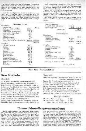 Unsere Jahres-Hauptversammlung