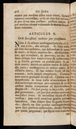 416-427, Articulus IX. Nota I. In arbore consanguinitatis alia est ...