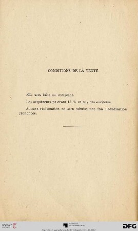 Conditions de la vente