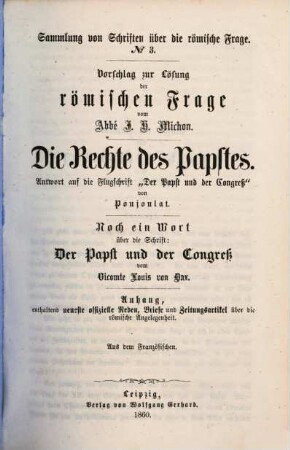 Vorschlag zur Lösung der römischen Frage