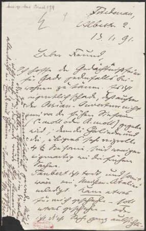 Brief an Philipp Spitta : 13.11.1891