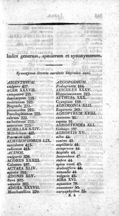 Index generum, specierum et synonymorum