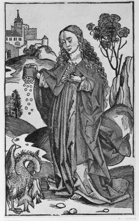 Maria (?) : Maria (?). Holzschnitt; 21,9 x 13,7 cm, Deutschland, 15. Jahrhundert. Dresden: Kupferstich-Kabinett A 129158, Schreiber 1755