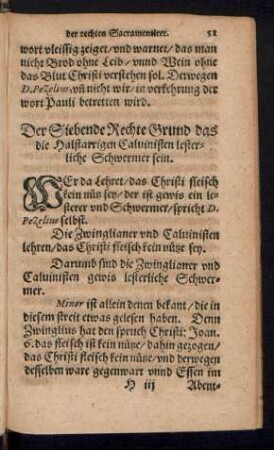 Der Siebende Rechte Grundt das die Halstarrigen Calvinisten lesterliche Schwermer sein.