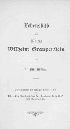 Lebensbild des Malers Wilhelm Graupenstein
