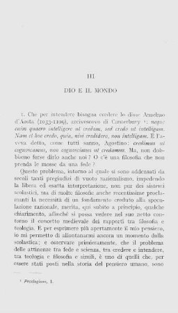 III. Dio e il mondo