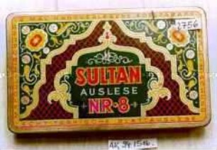 Blechdose für 25 Stück Zigaretten "SULTAN AUSLESE NR. 8"