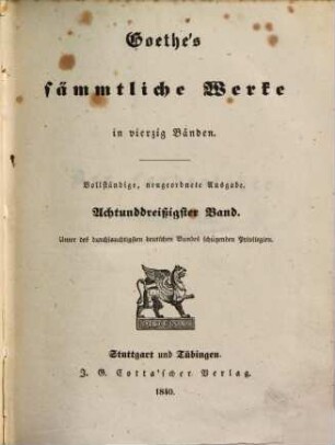 Goethe's sämmtliche Werke : in vierzig Bänden. 38, Der Farbenlehre polemischer Theil