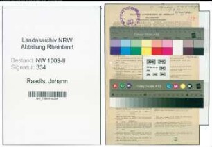 Entnazifizierung Johann Raadts , geb. 26.02.1897 (Landwirt)