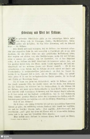 Bedeutung und Wert der Reklame