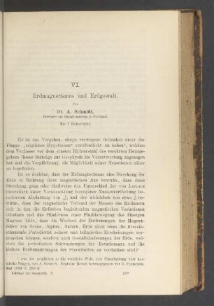 VI. Erdmagnetismus und Erdgestalt (Mit 1 Holzschnitt)