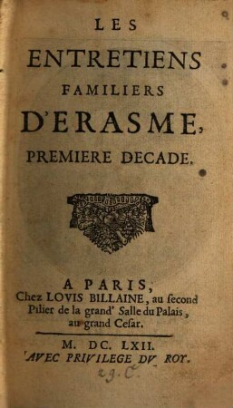 Les Entretiens Familiers D'Erasme, 1