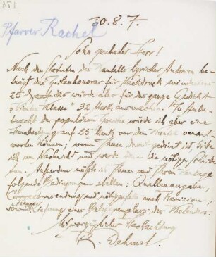Brief an ... Rachel