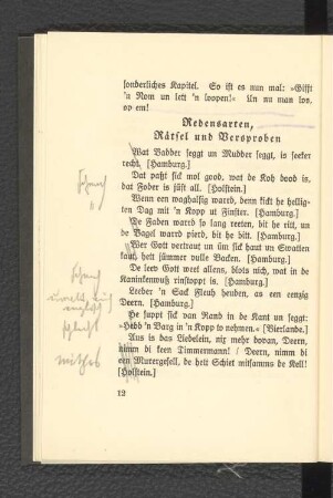Redensarten, Rätsel und Versproben.