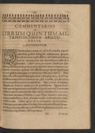 Commentarius In Librum Quintum Metaphysicorum Aristotelis.