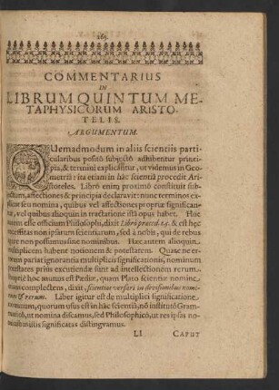 Commentarius In Librum Quintum Metaphysicorum Aristotelis.