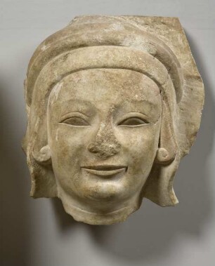 Fragment einer Säulentrommel (columna caelata): Weiblicher Rerliefkopf
