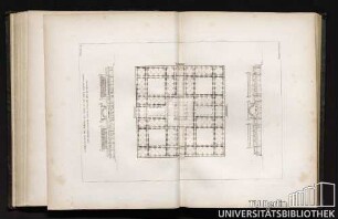 Planche 14. Combinaison De Piéces De Cinq Et De Sept Entr'-axes, avec une pièce centrale carrée, à laquelle elles aboutissent.