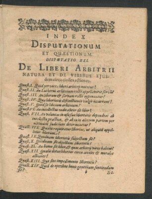 Index Disputationum Et Quaestionum
