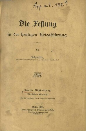Die Festung in der heutigen Kriegführung, 2. Die Ortsbefestigung