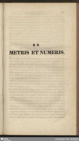 De metris et numeris