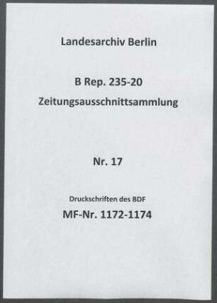 Druckschriften des BDF