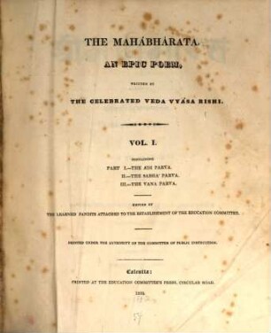The Mahábhárata : an epic poem, 1