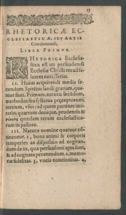 Rhetoricae Ecclesiasticae, Seu Artis Concionandi, Liber Primus.