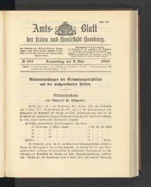 No. 105, 2. Mai 1918