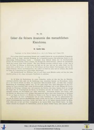 III. Über die feinere Anatomie des menschlichen Kleinhirns.