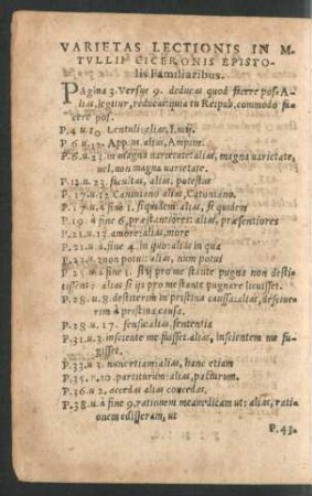 Varietas Lectionis In M. Tullii Ciceronis Epistolis Familiaribus.
