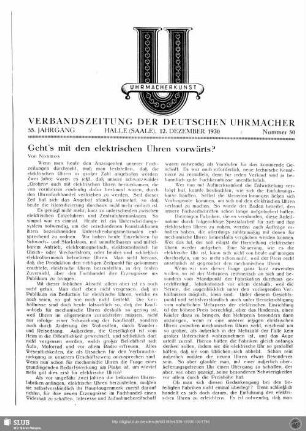 Geht's mit den elektrischen Uhren vorwärts?