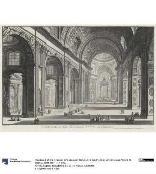 Innenansicht der Basilica San Pietro in Vaticano (aus: Vedute di Roma)