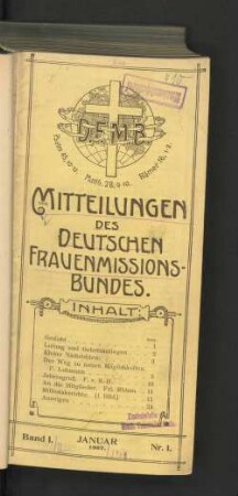 Band I. Januar 1907. Nr. 1.