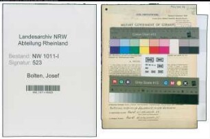 Entnazifizierung Josef Bolten , geb. 09.11.1909 (Holzarbeiter)