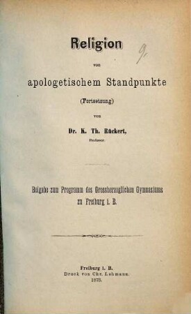 Religion von apologetischem Standpunkte, [2]