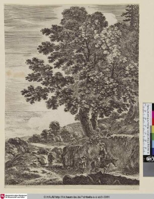 [Landschaft mit junger Frau, auf einem Esel reitend; La jolie fille assise sur un âne; Young woman riding a donkey]
