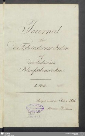 Heft 1: Zschopenthaler Blaufarbenwerk - XVII 423 4.