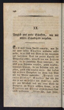 242-256, XX. Vergieb uns unsre Schulden, wie wir unsern Schuldigern vergeben