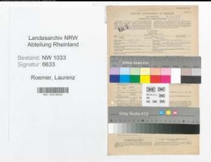 Entnazifizierung Laurenz Roemer , geb. 17.04.1903 (Polizeimeister)