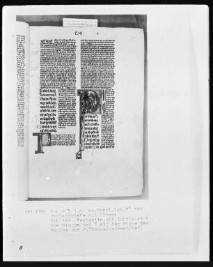 Paulusbriefe mit Glossen — Initiale P (AULUS), darin Paulus, Folio 168recto