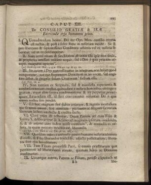 Caput XIII. De Consilio Gratiæ & Iræ Exercendæ erga humanum genus.