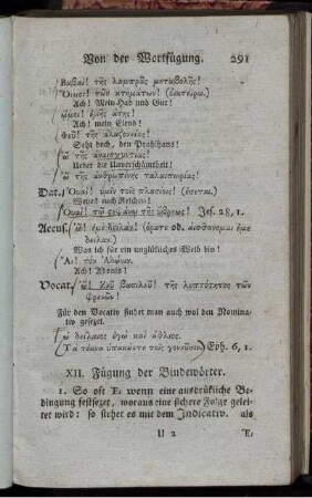 XII. Fügung der Bindewörter.