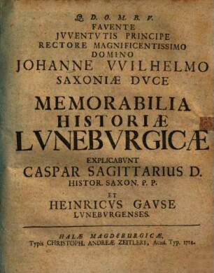 Memorabilia historiae Luneburgicae
