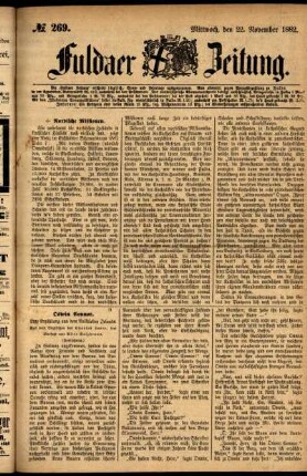 Ausgabe vom Mittwoch, den 22. November 1882.