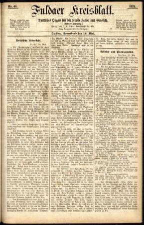 Ausgabe vom Samstag, den 18. Mai 1878.