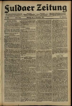 Erste Ausgabe vom Montag, den 02. Dezember 1912.
